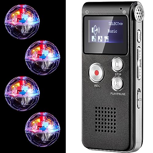 Dunzy 5 Pcs EVP Recorder Ghost Hunting Kit Paranormal Digital Voice Recorders with 4 LED Motion Activated Cat Balls Voice Activated Recorder with Playback for Home Outdoor Paranormal EquipmentBlack - Image 1