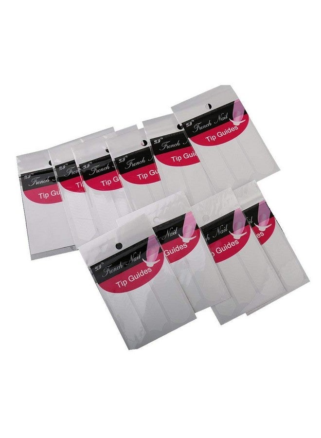 Gold Max Plastic French Manicure Nail Art Tips Sticker Stencil 3 Style, White (Pack of 10 Sheets) - Image 1