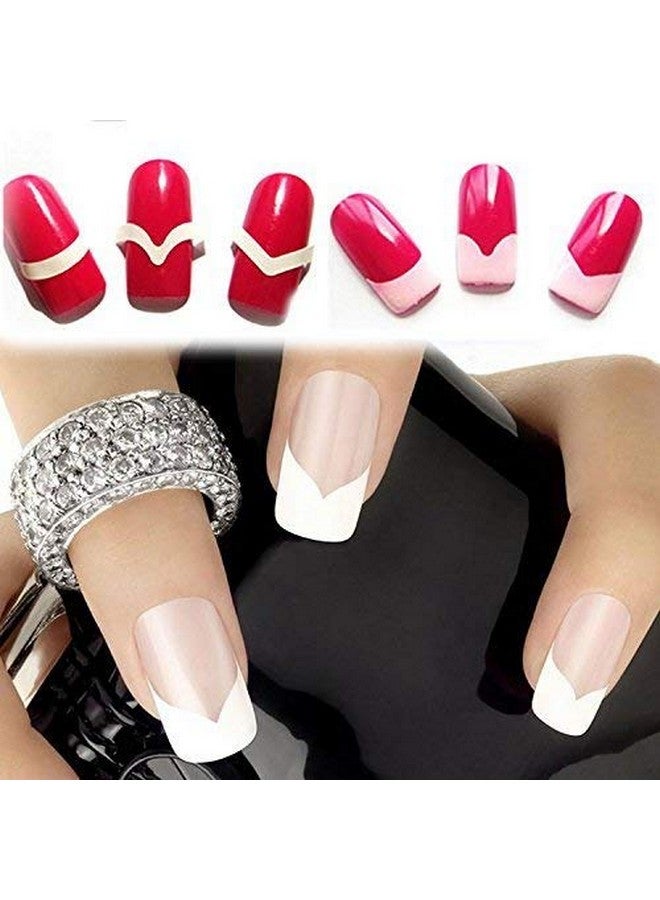 Gold Max Plastic French Manicure Nail Art Tips Sticker Stencil 3 Style, White (Pack of 10 Sheets) - Image 2