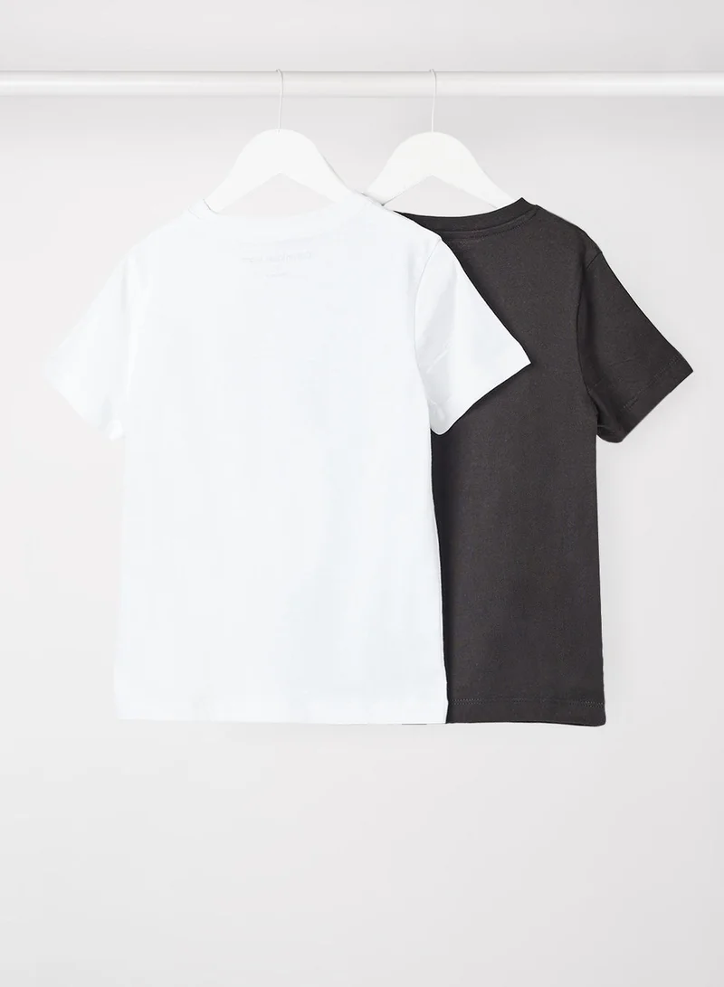 Calvin Klein Jeans White/Black Boys Logo Print T-Shirt (Pack of 2)  | Best Price UAE