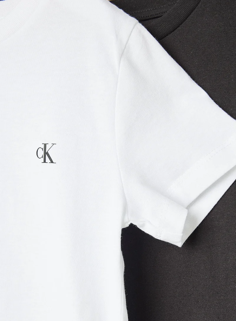 Calvin Klein Jeans White/Black Boys Logo Print T-Shirt (Pack of 2)  | Best Price UAE