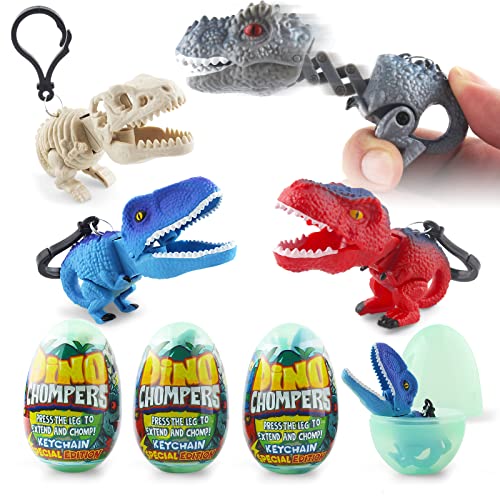 DINOBROS Easter Egg with Dinosaur Toys Filled for Kids 4 Surprise Eggs Easter Basket Stuffers Fillers with Dino Chomper Birthday Party Favors Gift for Boys and Girls - Image 1