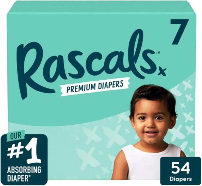 Rascals Premium Baby Diapers Size 7 - Jumbo Box of 54 Comfortable & Leak-Proof Diapers for Babies 17+ kg - Image 1