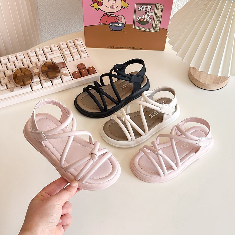 Children'S Sandals Summer Roman Shoes Versatile Non-Slip Soft Sole Fashion Princess Shoes Parent-Child Shoes - Image 2