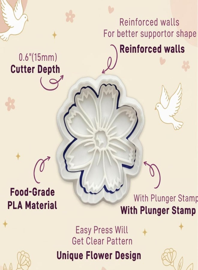 Flycalf Flower Cookie Cutters Mothers Day Orchid Mom with Plunger Stamps Handle Detailed 3.5" PLA Cutters for Baking Fondant Cutters Pastry Biscuit Baking Clay DIY Molds - Image 4