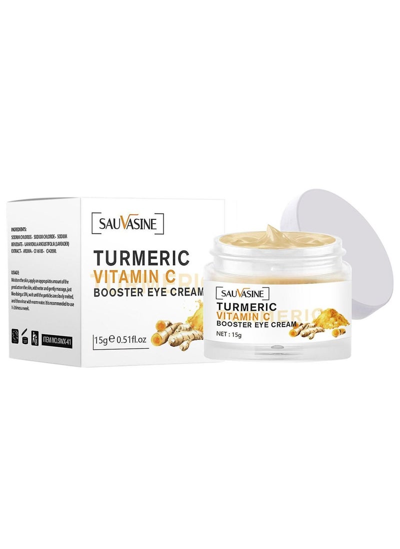 SAUVASINE - Turmeric Vitamin C Booster Eye Cream for Dark Circles and Puffiness Under Eye Cream for Wrinkles Repair Rich in Caffeine Vitamin E Pro-Xylane Anti-Aging Daily Line Smoothing Eye Care 15g - Image 1