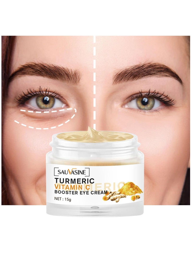 SAUVASINE - Turmeric Vitamin C Booster Eye Cream for Dark Circles and Puffiness Under Eye Cream for Wrinkles Repair Rich in Caffeine Vitamin E Pro-Xylane Anti-Aging Daily Line Smoothing Eye Care 15g - Image 1