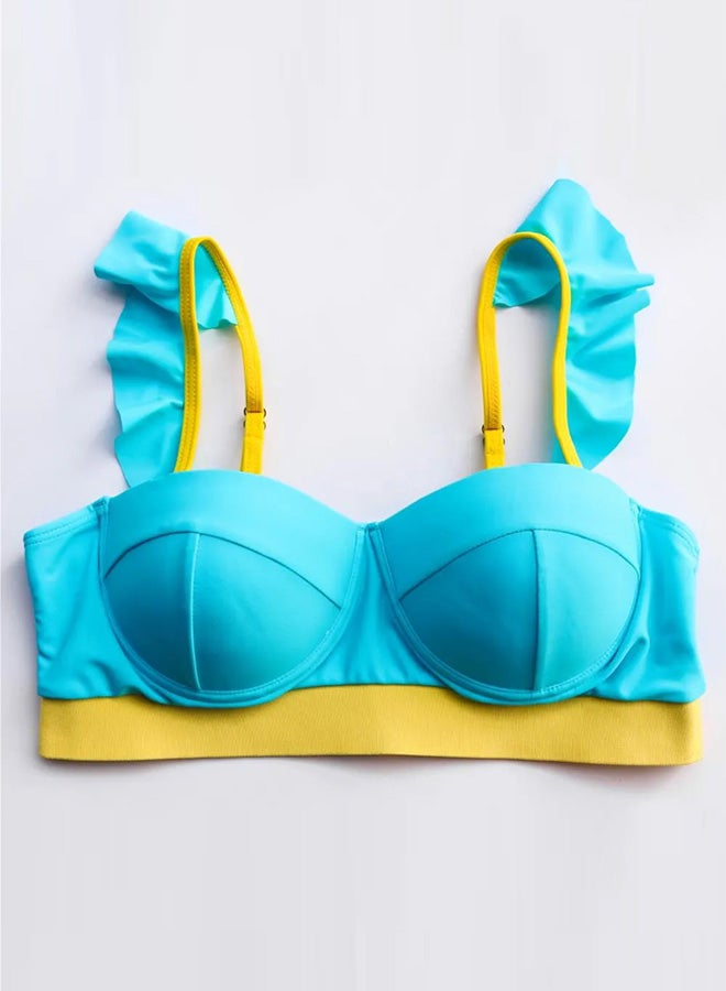 MARGOUN XL Size Lingerie Set Splicing Bikini Push Up Swimsuit Female Swimwear Women Two-piece Bikini set With Bra Cup Bather Bathing Suit Swim Lady Blue /XL(bust 97-101/hip 102-106cm) - Image 4