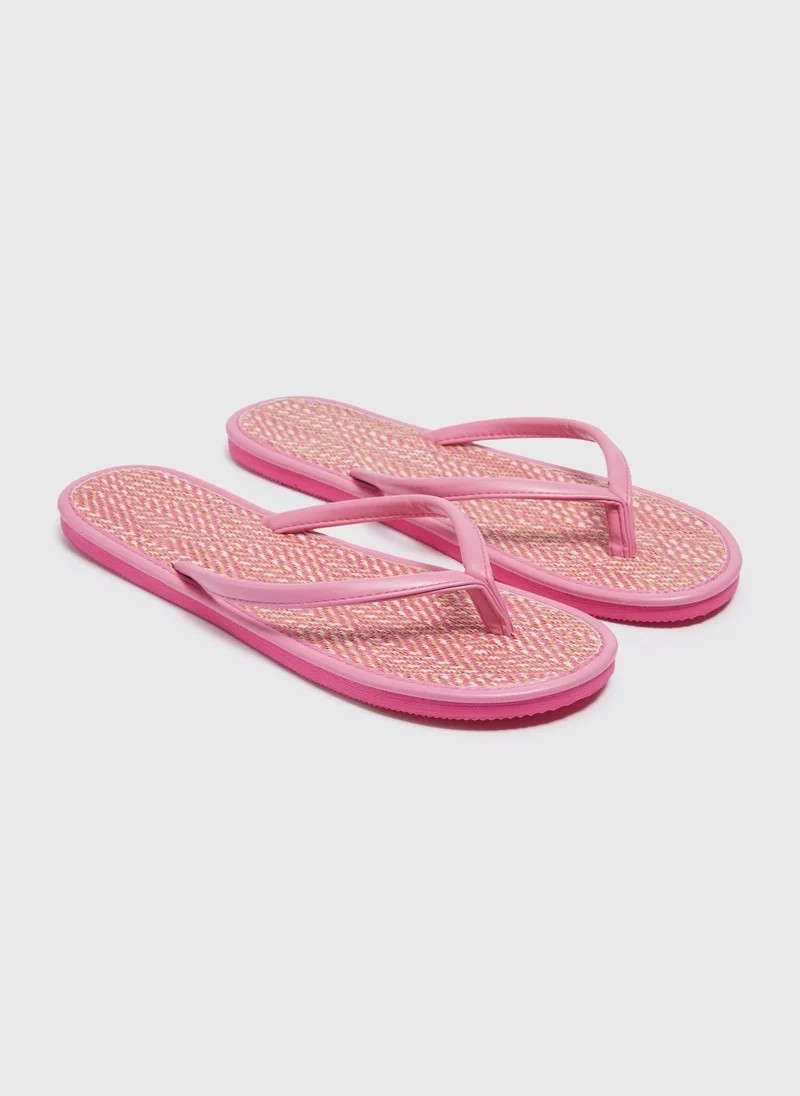 Matalan Pink Raffia Flip Flops