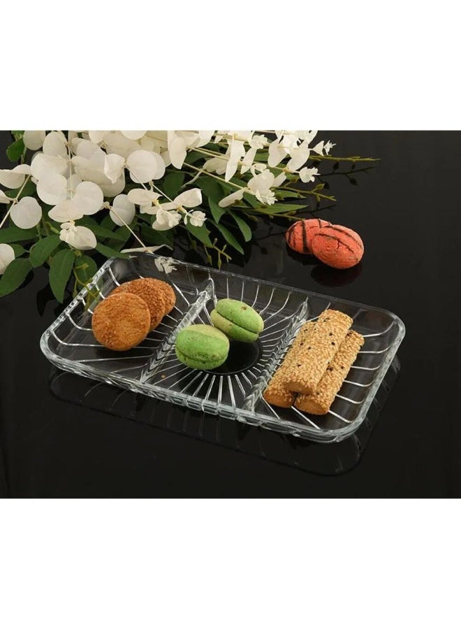 Paşabahçe طبق خدمة مقسم أنيق من باساباخه 276×162 مم – صينية تقديم زجاجية GB - Image 1