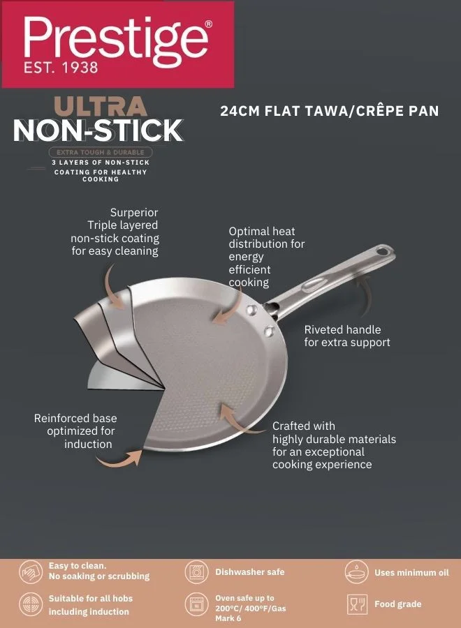 Prestige Prestige Ultra 24Cm Flat Tawa With Pan Holder