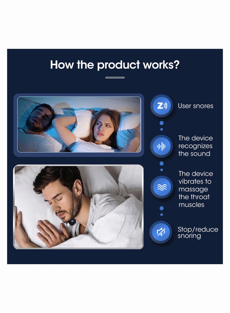 Suntown جهاز إيقاف الشخير الذكي، جهاز محمول يعمل بتقنية USB مع مساعدة نبضية، مع مستشعر صوت ذكي يعمل على صمت الشخير لتحسين جودة النوم، مساعدات تقليل الشخير - Image 4