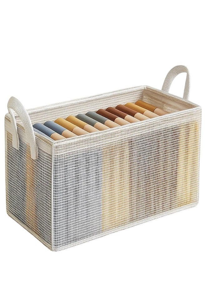 Foscadit Wardrobe Organiser, Storage Box with Handles, Organiser Boxes, Large Folding Box, 26L Foldable PVC Storage Boxes, Moisture Mould for Shelves, Cupboards, Toys and More - Image 1