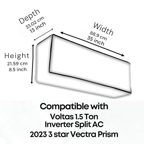 MW PRINTS Split AC Cover for Voltas 1.5 Ton 3 Star, Inverter Split AC Water Resistant & Dustproof Protection (‎183V Vectra Prism, Blue Leaf) - Image 2