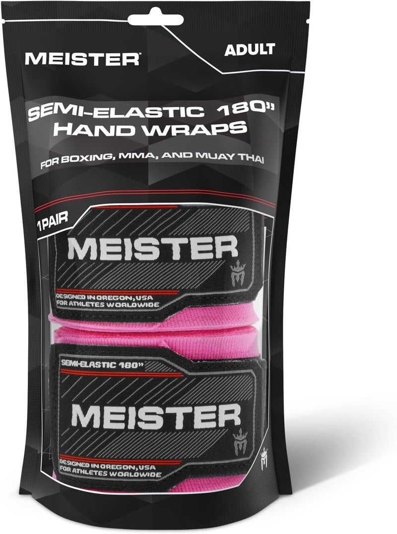 Meister Adult 180" Semi-Elastic Hand Wraps for MMA & Boxing (Pair) - Image 3