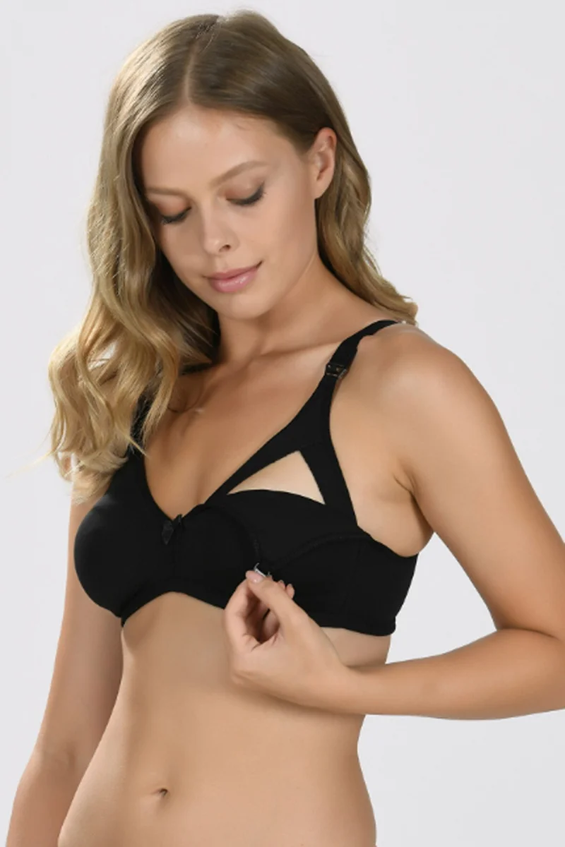 NBB 3581 Women's Cotton Pregnant Postpartum Flexible Soft Supportless Non-Wireless Nursing Bra