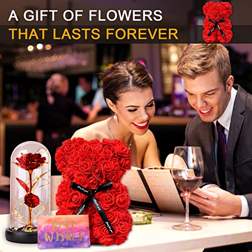 JZEEIWY Handmade Gifts for Her Anniversary Romantic,Gorgeous Birthday Gifts Unique Preserved Roses Forever Flowers with I Love You in 100 Languages Necklace Giftsfor Wife Girlfriend Wife Mom Gifts - Image 2
