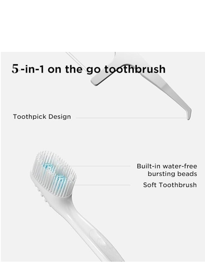 XIYU 16 قطعة فرشاة أسنان سفر قابلة للتصرف 5 في 1 بالنعناع مع خيط تنظيف الأسنان وكاشط اللسان، فرشاة أسنان، خيط الأسنان، فرشاة بين الأسنان مع معجون الأسنان، أعواد خيط الأسنان - Image 3