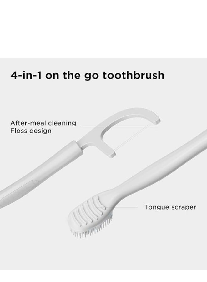 XIYU 16 قطعة فرشاة أسنان سفر قابلة للتصرف 5 في 1 بالنعناع مع خيط تنظيف الأسنان وكاشط اللسان، فرشاة أسنان، خيط الأسنان، فرشاة بين الأسنان مع معجون الأسنان، أعواد خيط الأسنان - Image 2
