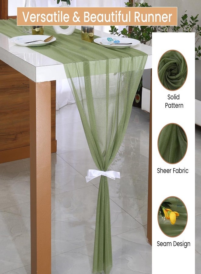 Kipzy مفرش طاولة شيفون من كيبزي، 27 × 120 بوصة، طول 10 أقدام، زينة شفافة لحفلات الزفاف (لون أخضر فاتح، 3 قطع) - Image 5