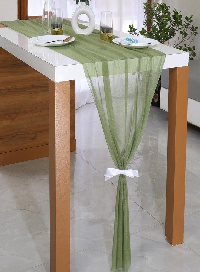 Kipzy مفرش طاولة شيفون من كيبزي، 27 × 120 بوصة، طول 10 أقدام، زينة شفافة لحفلات الزفاف (لون أخضر فاتح، 3 قطع) - Image 1