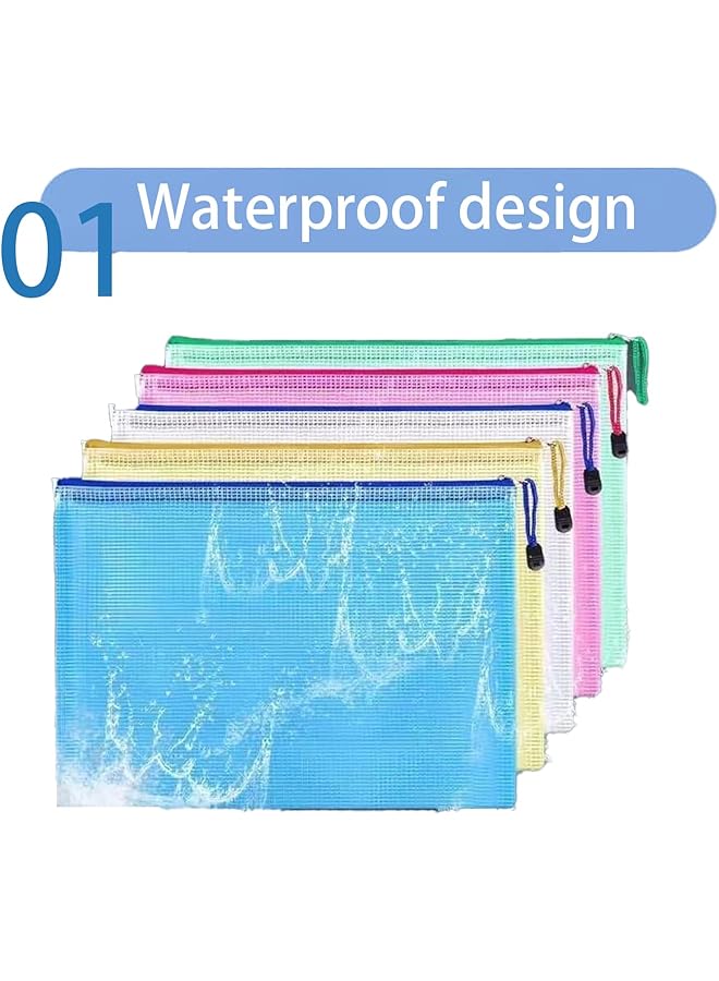 erorex 10Pcs Pvc Mesh Zipper Pouch Bags Waterproof Zipper Bags Letter Size A4 Size For School Office Home Cosmetics Storage  - Image 3