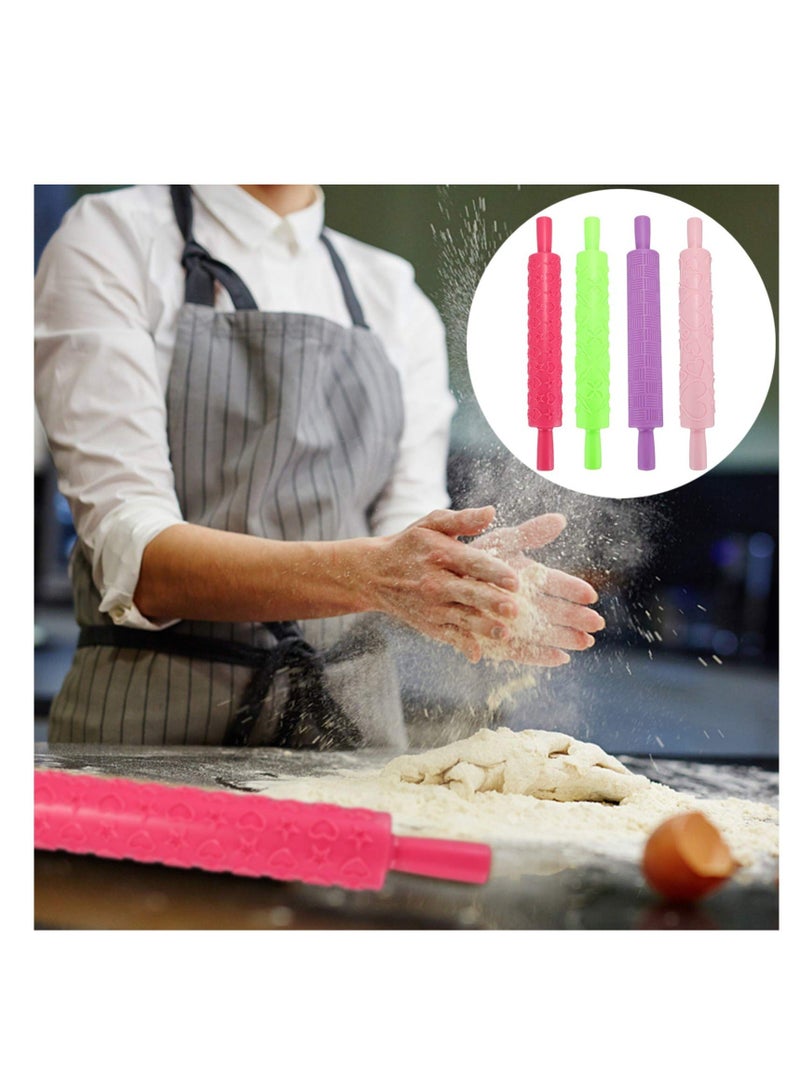 Y&D Colourful Cake Decorating Embossed Rolling Pins, 4 Pcs Dough Roller for Pastry, Textured Non-Stick Designs and Patterned, Fondant, Pie Crust, Cookie, - Image 2