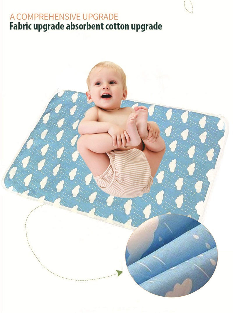 SYGA Baby 1 Piece Small Waterproof Bed Protector Dry Sheet,Washable Reusable Bed Protector_Blue Cloud - Image 4