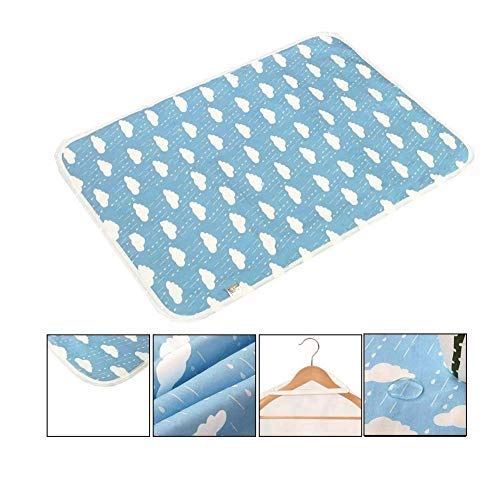 SYGA Baby 1 Piece Small Waterproof Bed Protector Dry Sheet,Washable Reusable Bed Protector_Blue Cloud - Image 1