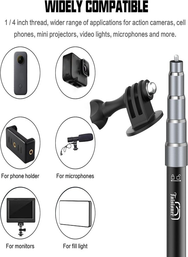 Taisioner Aluminum Alloy Motorcycle Bike Handlebar Mount Double clamp with 59" Invisible Selfie for insta360 X5/X4/X3/X2/XONE/GO2/3/Hero 13-7 (Locking Anti-Fall Version) - Image 5