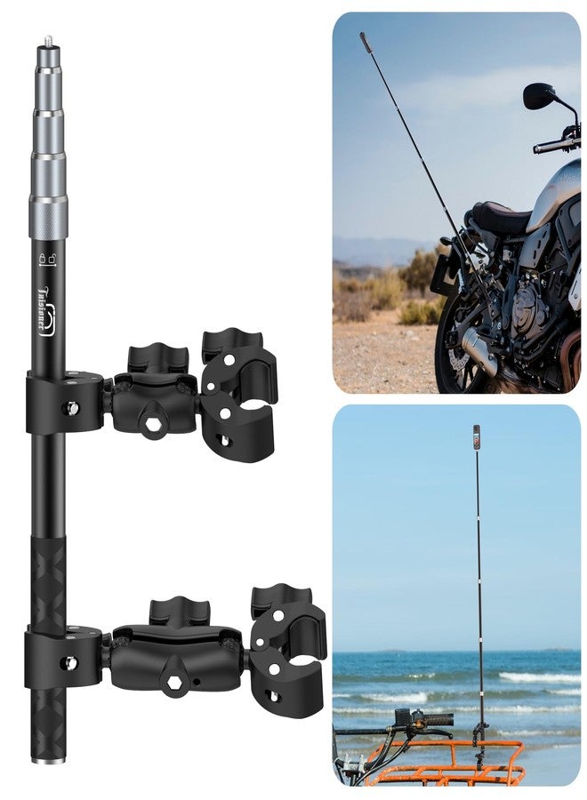 Taisioner Aluminum Alloy Motorcycle Bike Handlebar Mount Double clamp with 59" Invisible Selfie for insta360 X5/X4/X3/X2/XONE/GO2/3/Hero 13-7 (Locking Anti-Fall Version) - Image 1