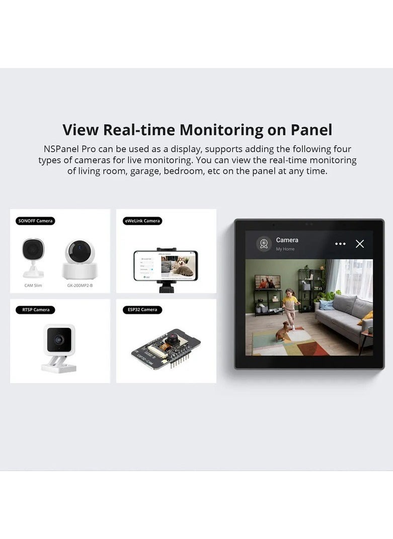 SONOFF - Sonoff NSPanel PRO Home Control Panel 3.95inch Screen Size Unlimited Number of Control Devices 480x480 Resolution Remote Talk by Camera Gray - Image 1