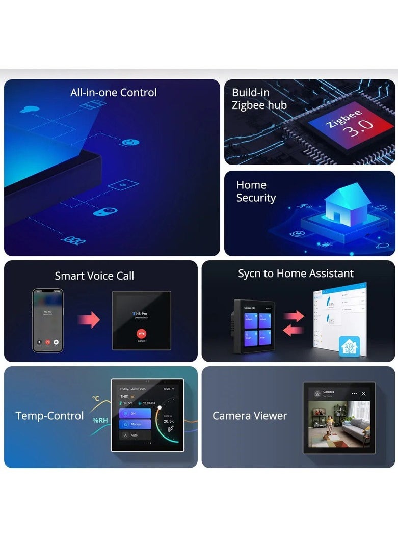 SONOFF - Sonoff NSPanel PRO Home Control Panel 3.95inch Screen Size Unlimited Number of Control Devices 480x480 Resolution Remote Talk by Camera Gray - Image 1