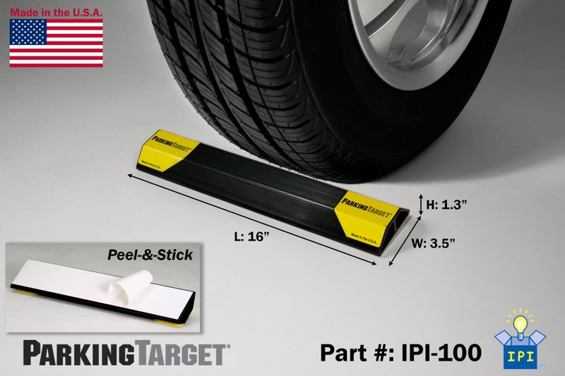 IPI ParkingTarget 16â€ 1 pcs U.S.A. Garage Heavy Duty Parking Aid Car Stop Indicator Protects Car & Walls Stopper Easy Install Peel and Stick Gadget ipi-100 1 Pack, Part - 16"L x 1.25â€H - Image 1