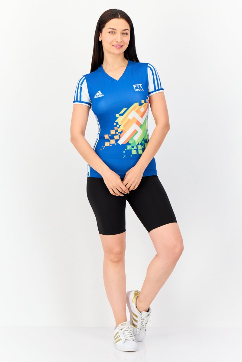 Adidas Women Sportswear Fit Short Sleeve Kabaddi Jersey, Multicolor  - Image 2