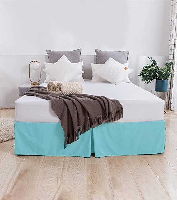 SLEEPINO SLEEPINO Box Pleated Bed Skirt King Size 72x78 Inches 18 Inch Tailored Drop Easy Fit King Bed Center Corner Pleats Teal 
