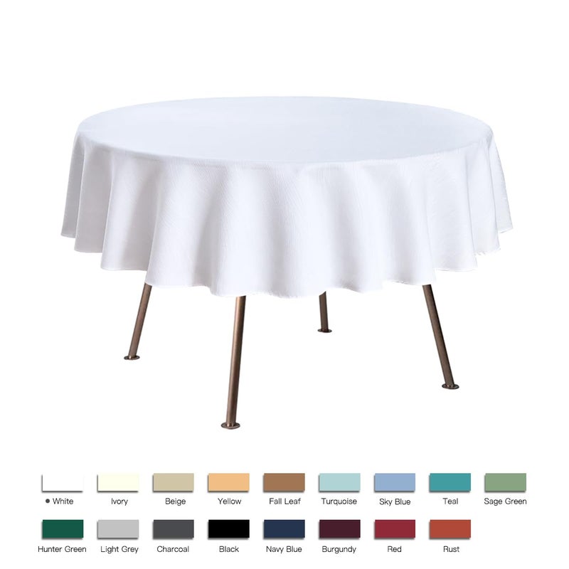 maxmill Round Jacquard Tablecloths Swirl Pattern Spillproof Wrinkle Free Heavy Weight Soft Table Cloth for Circular Table Cover of Buffet Banquet Parties Holiday Dinner Round 90 Inch White - Image 2