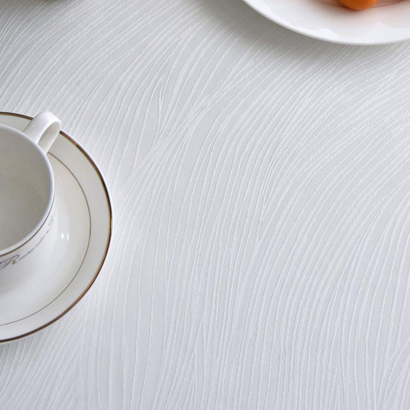 maxmill Round Jacquard Tablecloths Swirl Pattern Spillproof Wrinkle Free Heavy Weight Soft Table Cloth for Circular Table Cover of Buffet Banquet Parties Holiday Dinner Round 90 Inch White - Image 4