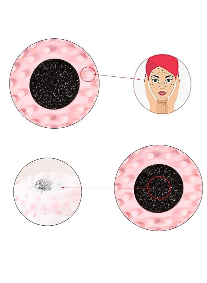 Jellyfish Deep Pore Silicone Facial Cleansing Brush with Cleansing Sponge Value 6 Pack, Soft Manuel Brushes All-in-One Skin Care Exfoliating Blackhead Remover