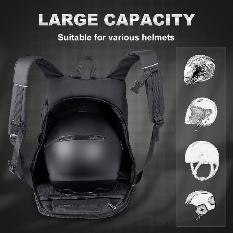 Generic SKYJDM Motorcycle Backpack for Men - Large Capacity Waterproof Helmet Backpack for Men with Laptop Pocket, Large  - Image 2