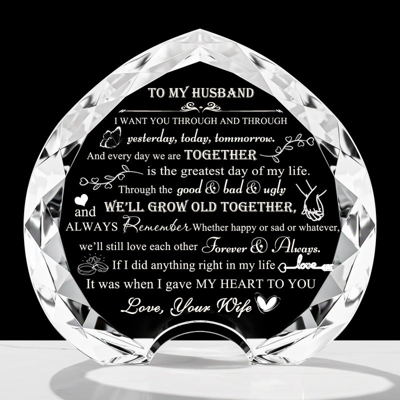QIANWEI Husband gifts from wife Unique - Crystal Engraved Gifts for Husband Personalized Who Want Nothing - HUSBAND Birthday Anniversary Fathers Day Christmas Valentines Day Gifts Ideas for My Man - Image 1