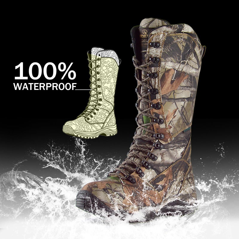 R RUNFUN Men's 16" Snakeproof Hunting Boots Waterproof Side-Zip Mud Boots with Steel Shank, Non-slip Camo Boot for Outdoor Work(RF2010-16GN, Size9) - Image 4