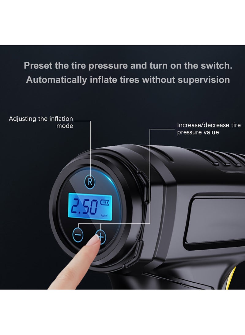 EzzySo Digital Car Tyre Inflator Air Compressor with Auto Stop and LED Light 12V Fast Portable Air Pump for Car Bicycle Motorcycle Ball Air Mattress  - Image 3