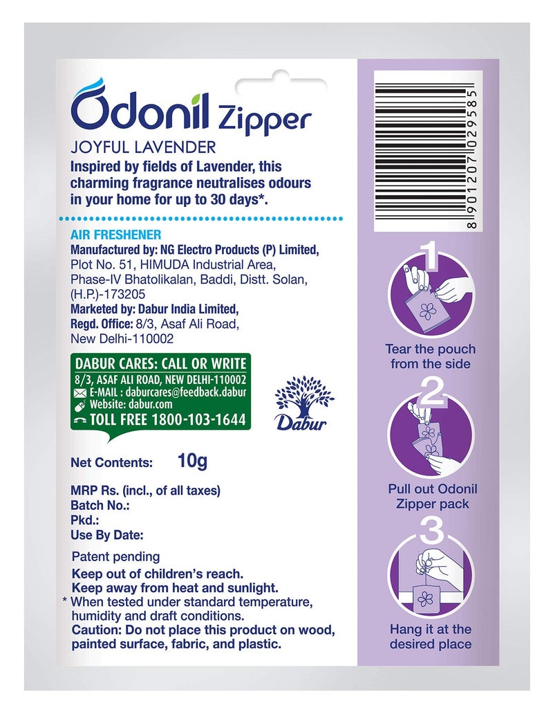 Odonil Bathroom Air Freshener Zipper - Joyful Lavender - 10 g - Image 2