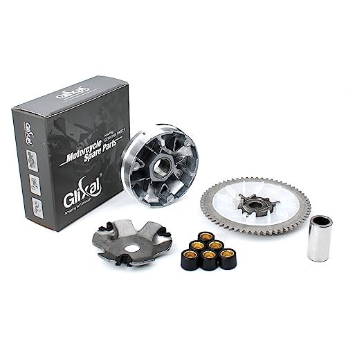 Glixal GY6 49cc 50cc Scooter Moped Complete Variator Kit with 6.5g Roller Weights, Front Clutch Drive Pulley for 139QMB 139QMA Engines - Image 1