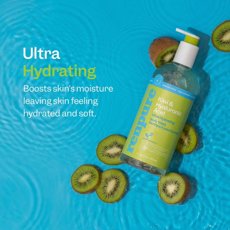 Renpure Kiwi and Hyaluronic Acid Ultra Hydrating Body Wash - Leaves Skin Moisturized - Rids Skin of Daily Grime - Gentle Formula - Dye and Paraben Free - Recyclable, Pump Bottle Design - 24 fl oz - Image 2