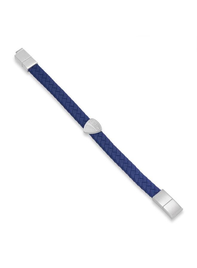 دوكاتي سوار ستلفيو فضي من الفولاذ المقاوم للصدأ والجلد المضفر أزرق للرجال  مم - Image 3