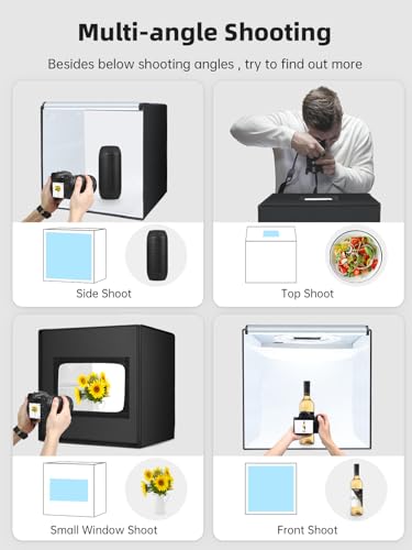Glendan Light Box Photography, Portable Photo Studio Light Box, 16" x 16" Professional Dimmable Shooting Tent Kit with 216 LED Table Top Light & 6 Backdrops Photo Box for Product Photography - Image 5