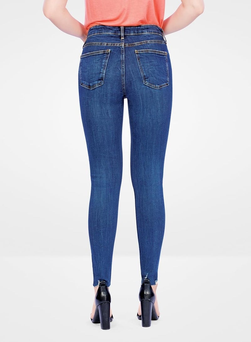 Web Denim Web Denim Dark Blue Skinny Stretchable Straight Denim Pant Fashionable Comfort Fit Casual Cotton Jeans With Pockets For Women  - Image 5