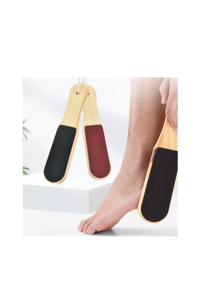 Double Sided Foot File Dead Skin Remover Foot Scraper Pedicure Tool Wooden Handle - Image 1